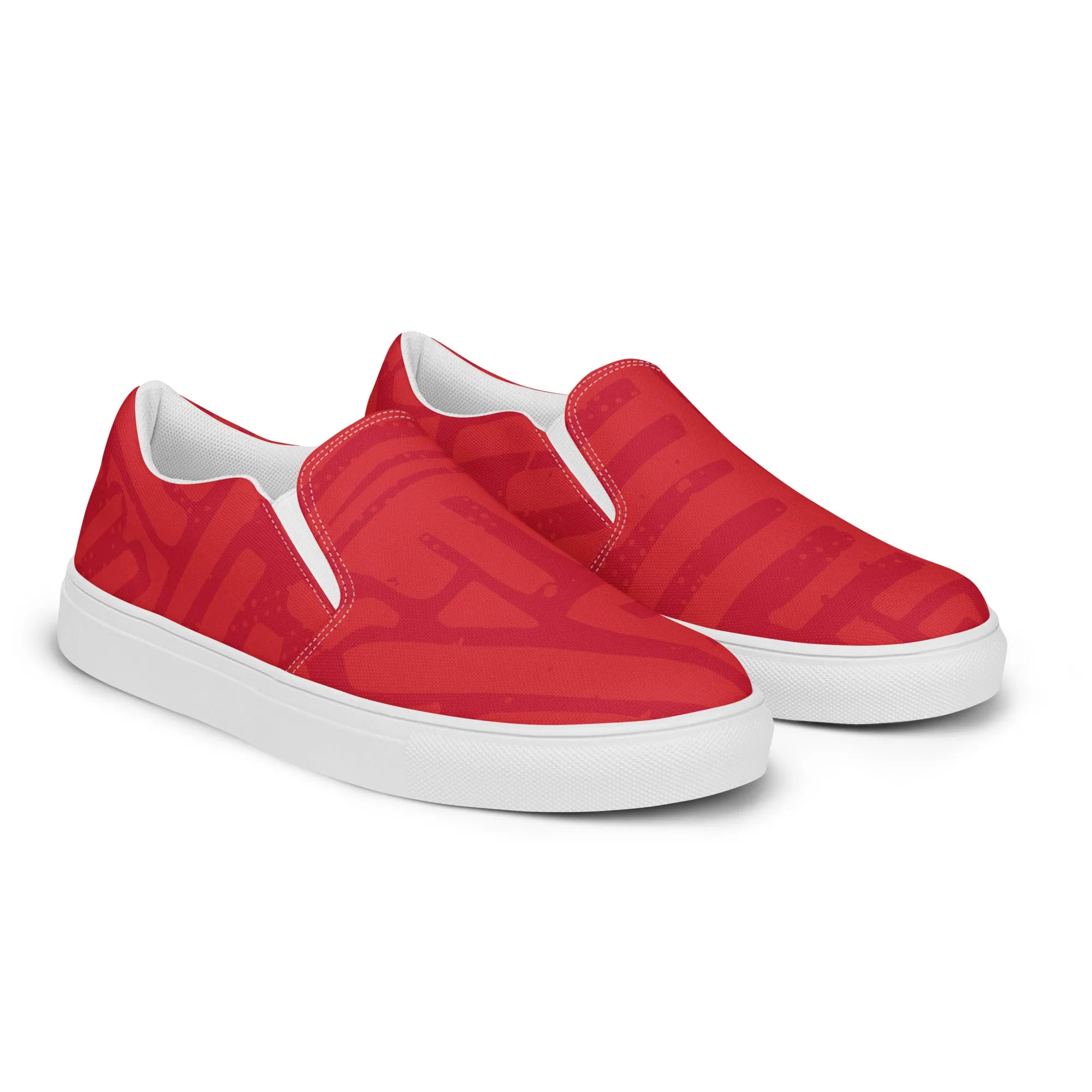 Take a Left at the Fork - Red- Canvas Slip-ons - Women’s