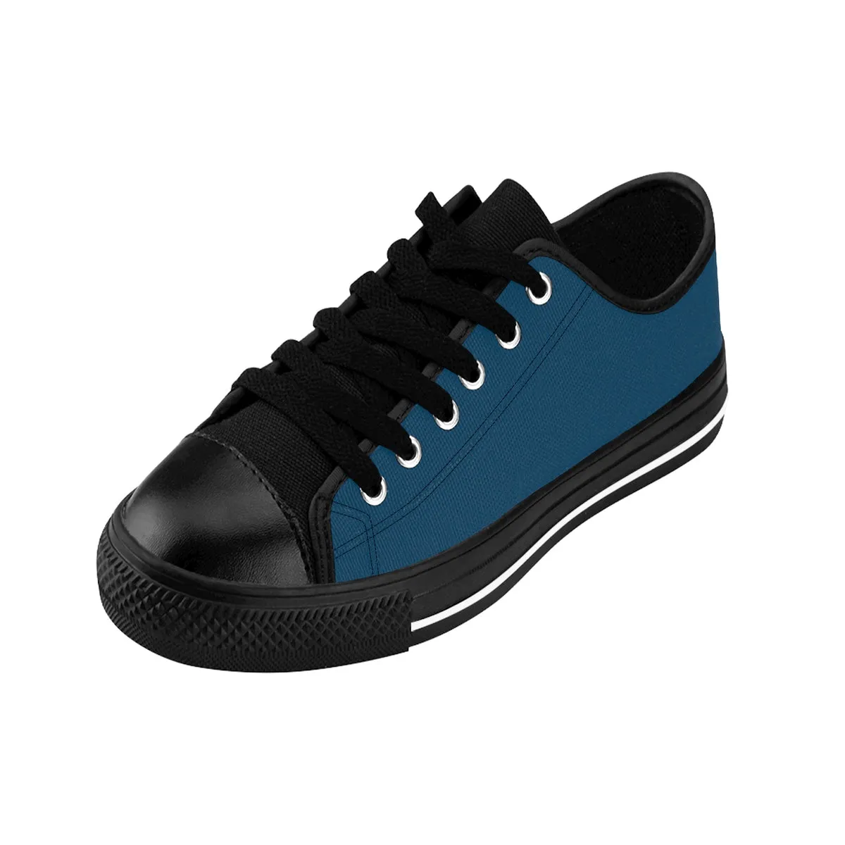 Teal Blue Men's Low Top Sneakers, Best Solid Color Low Top Running Sneakers Tennis Shoes