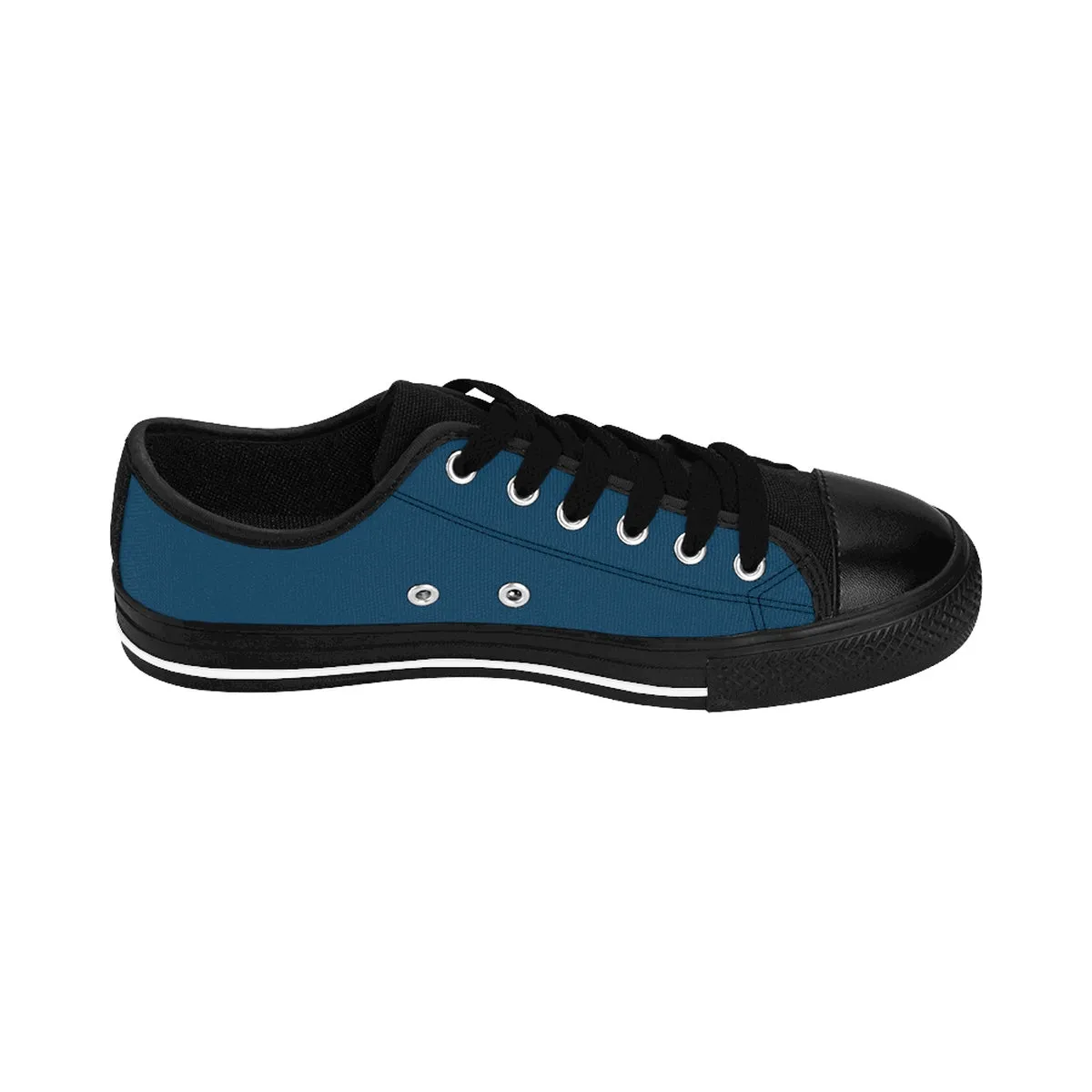 Teal Blue Men's Low Top Sneakers, Best Solid Color Low Top Running Sneakers Tennis Shoes