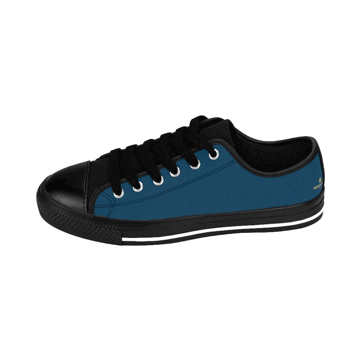 Teal Blue Men's Low Top Sneakers, Best Solid Color Low Top Running Sneakers Tennis Shoes