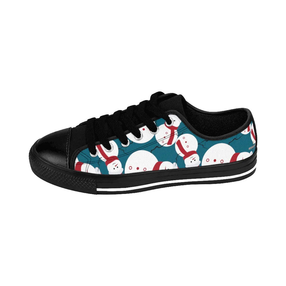 Teal Blue Xmas Men's Sneakers, Red White Snowman Christmas Print Men's Low Top Sneakers (US Size: 6-14)