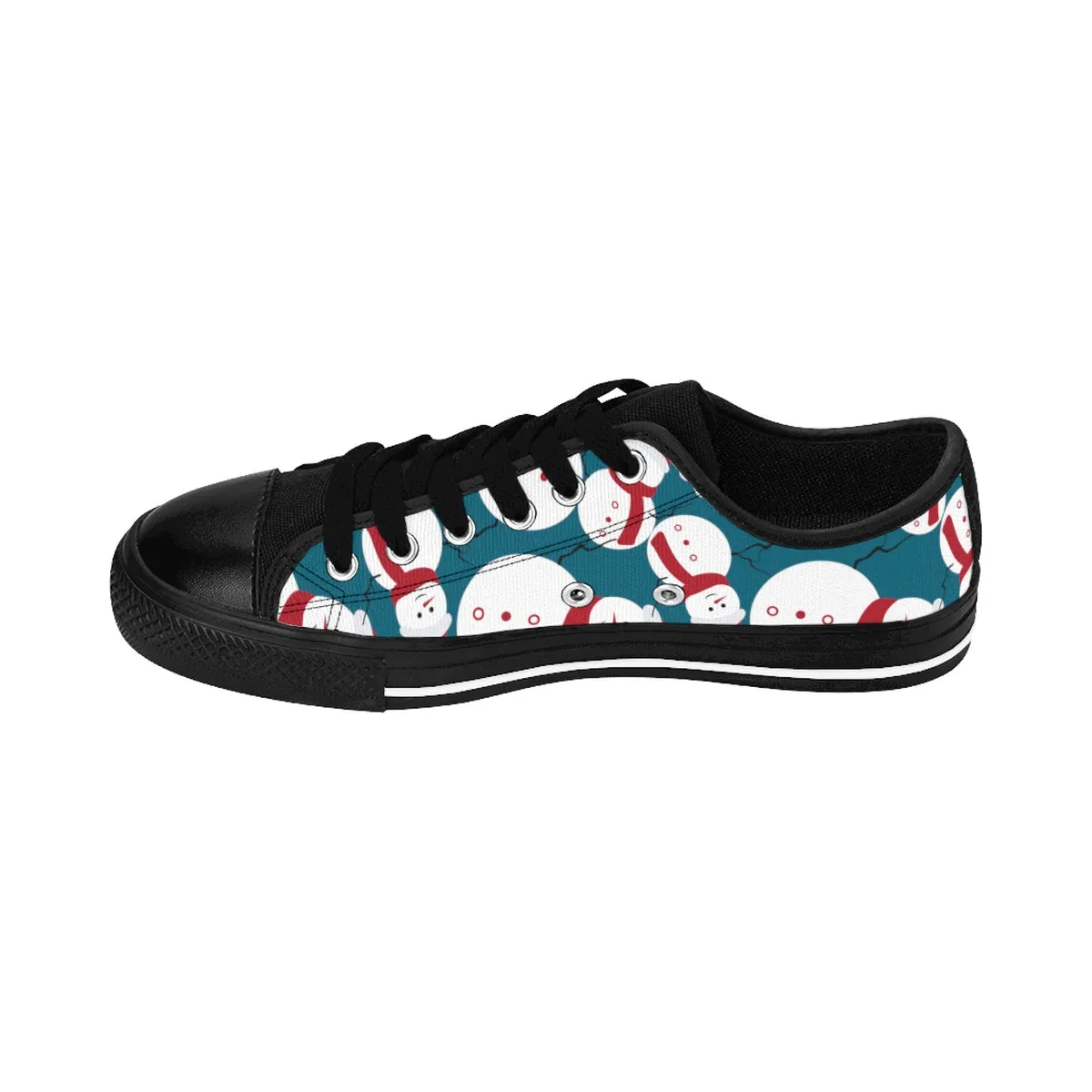 Teal Blue Xmas Men's Sneakers, Red White Snowman Christmas Print Men's Low Top Sneakers (US Size: 6-14)