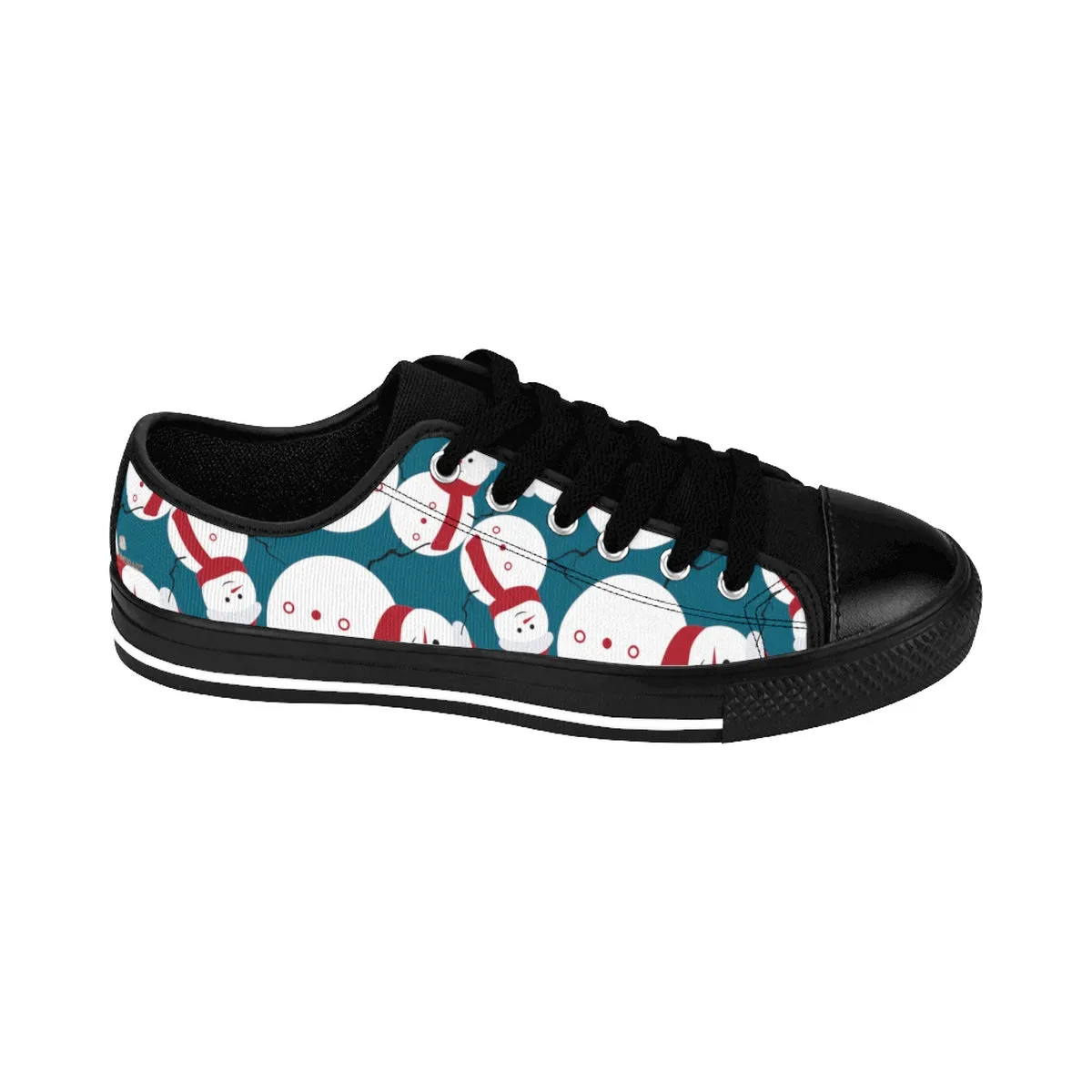 Teal Blue Xmas Men's Sneakers, Red White Snowman Christmas Print Men's Low Top Sneakers (US Size: 6-14)