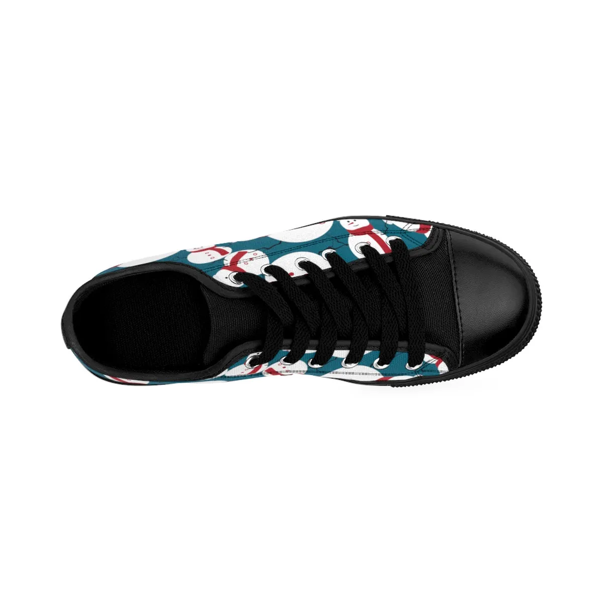 Teal Blue Xmas Men's Sneakers, Red White Snowman Christmas Print Men's Low Top Sneakers (US Size: 6-14)