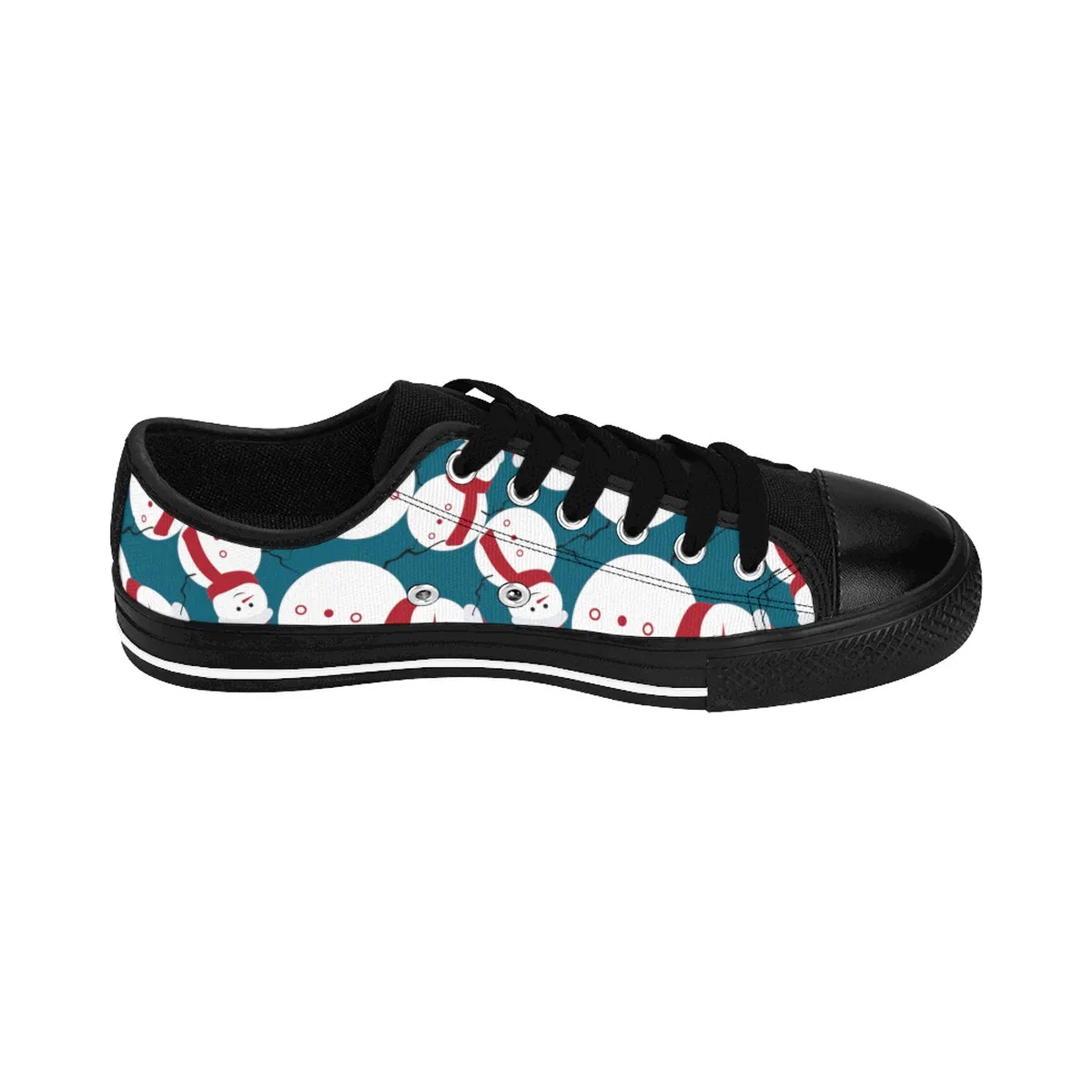 Teal Blue Xmas Men's Sneakers, Red White Snowman Christmas Print Men's Low Top Sneakers (US Size: 6-14)