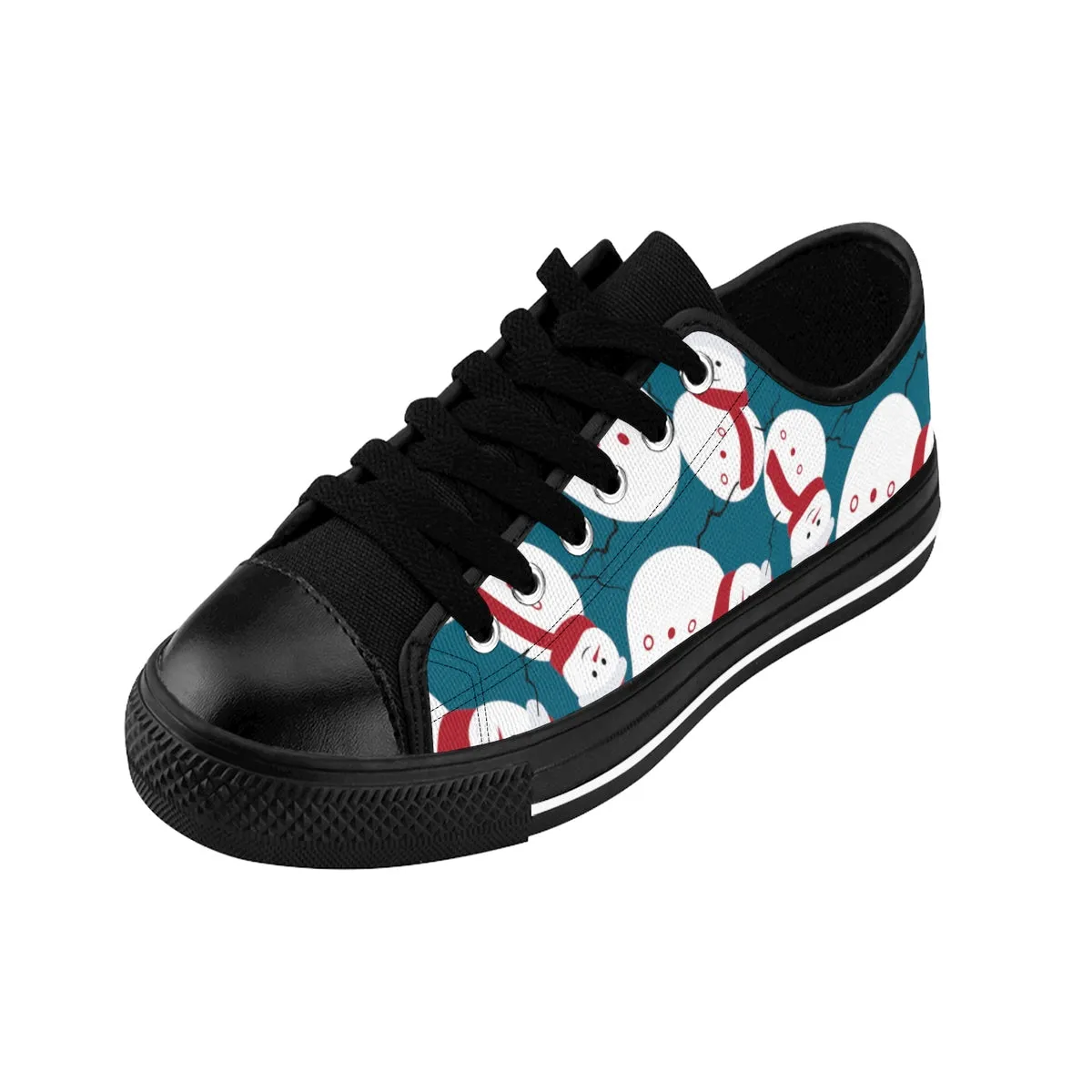 Teal Blue Xmas Men's Sneakers, Red White Snowman Christmas Print Men's Low Top Sneakers (US Size: 6-14)