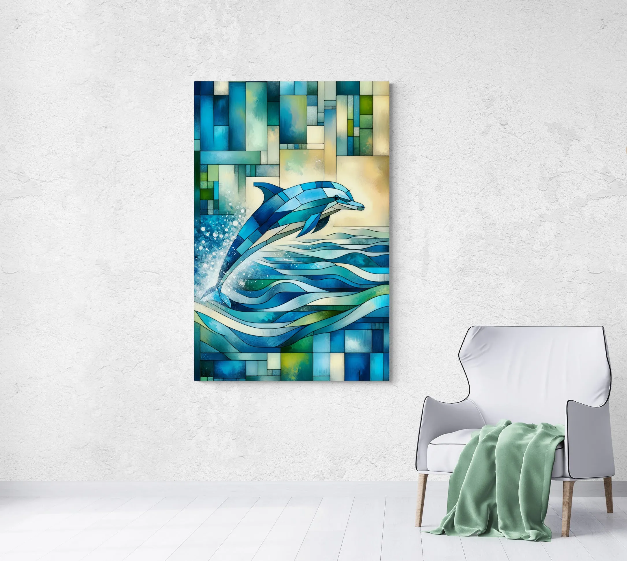 Vibrant Dolphin Wall Art Canvas Print