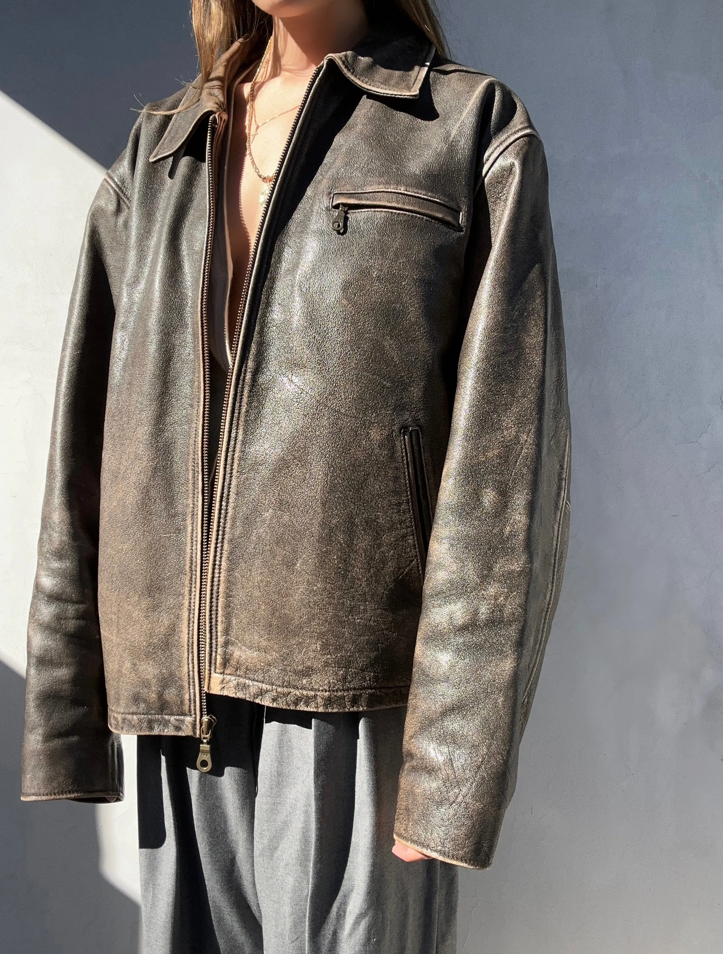 Vintage Wilson Distressed Brown Leather Jacket