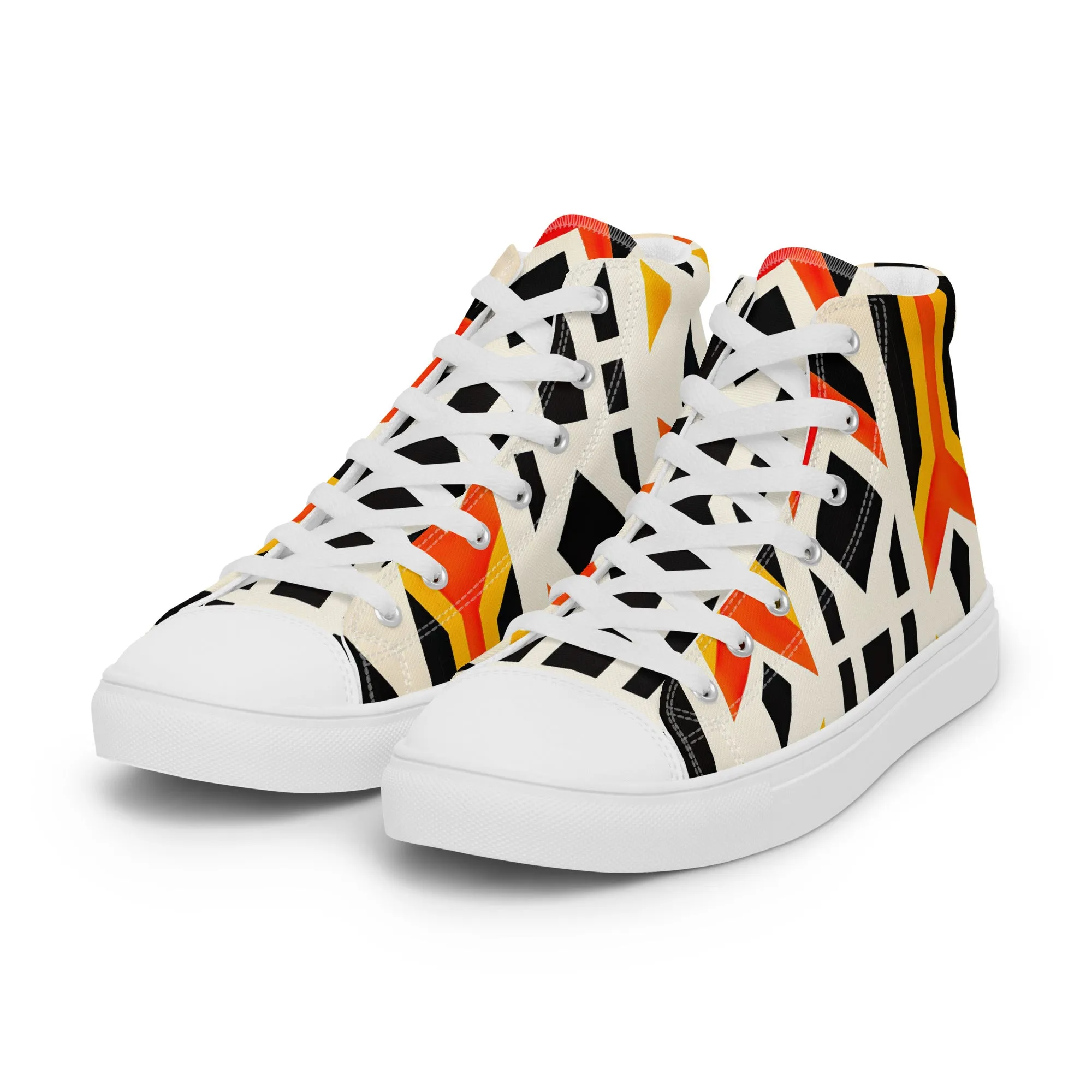 White Kente Men’s high top canvas shoes