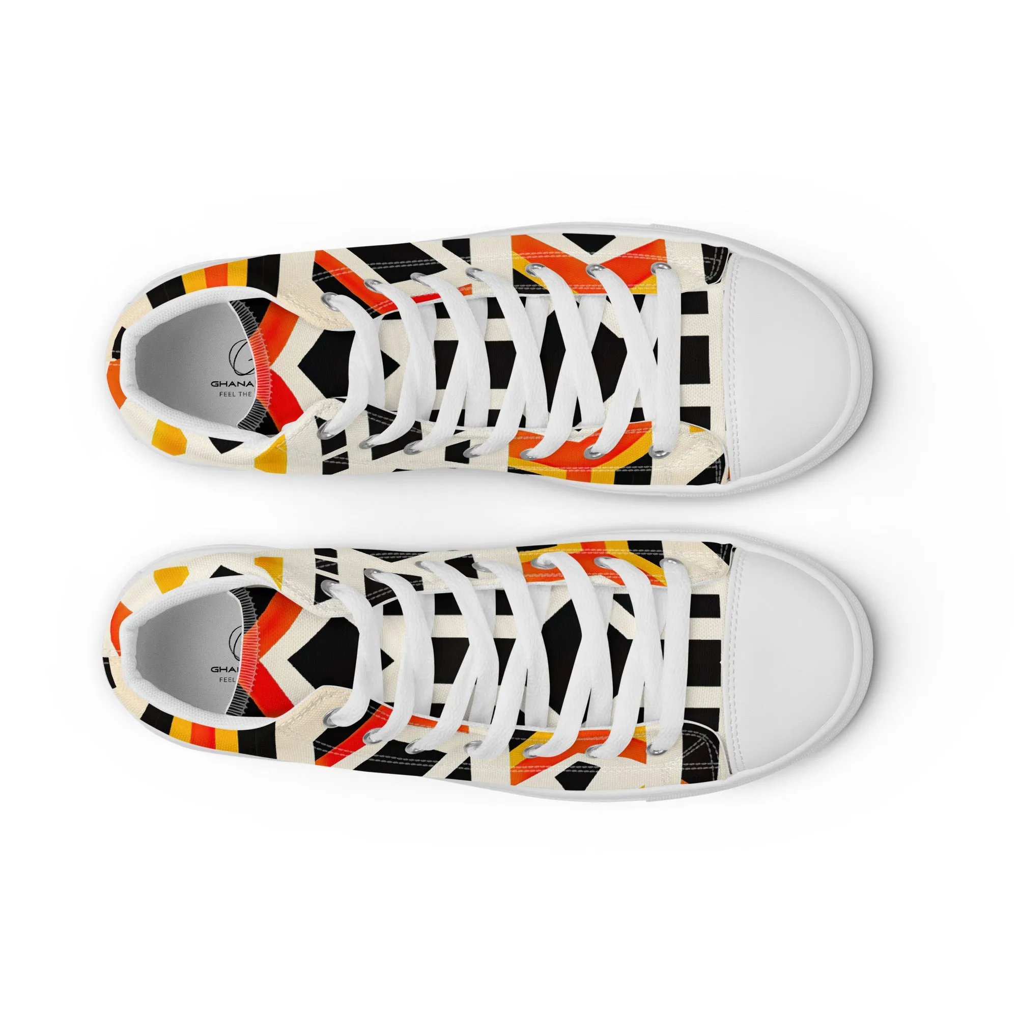 White Kente Men’s high top canvas shoes