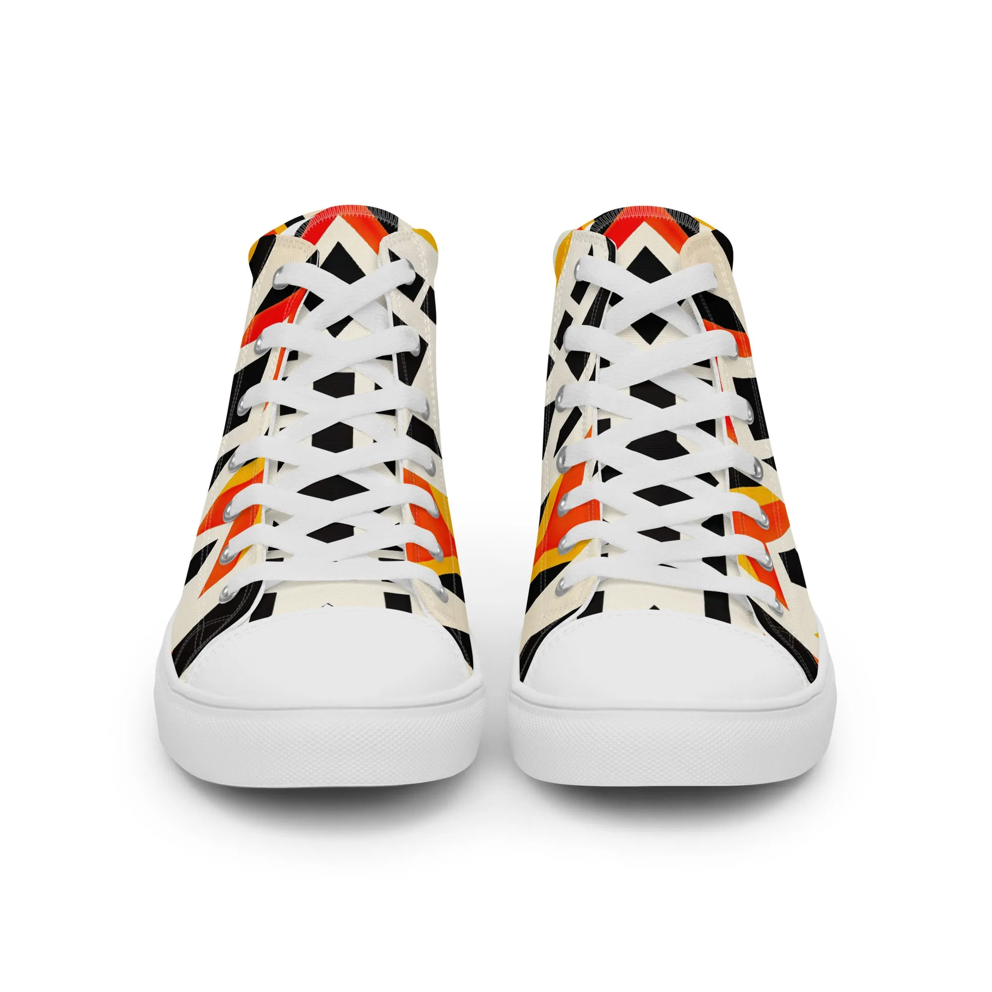 White Kente Men’s high top canvas shoes