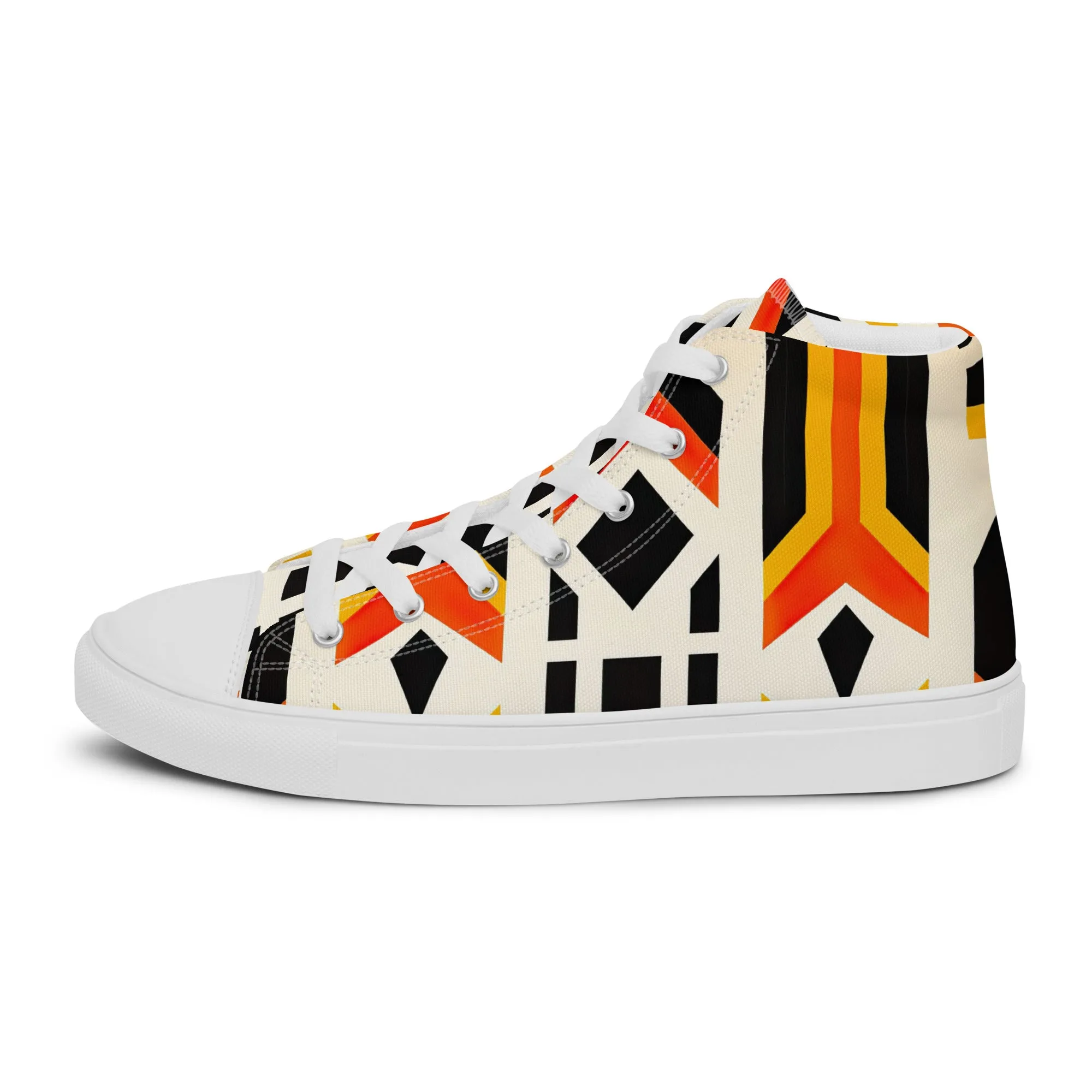 White Kente Men’s high top canvas shoes