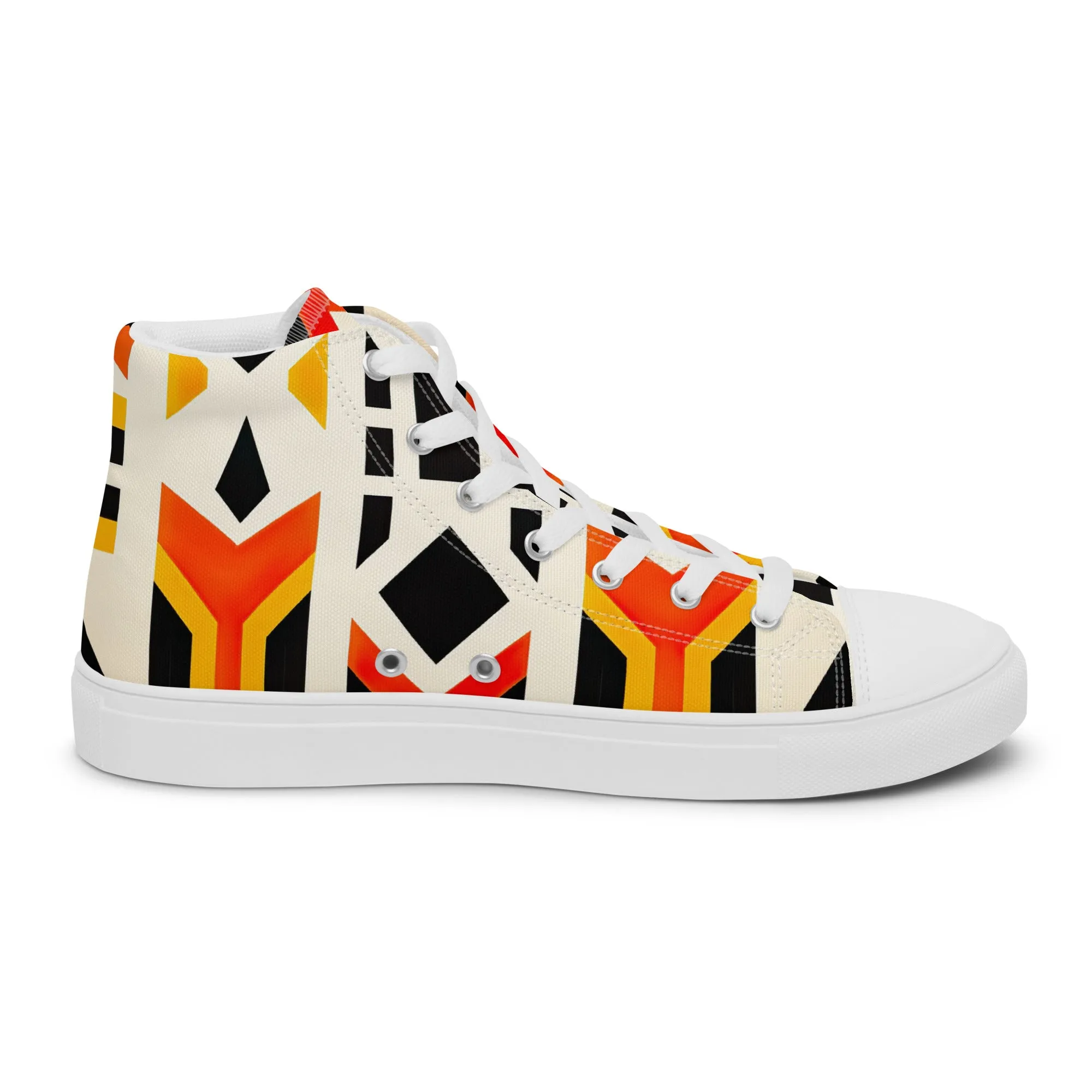 White Kente Men’s high top canvas shoes