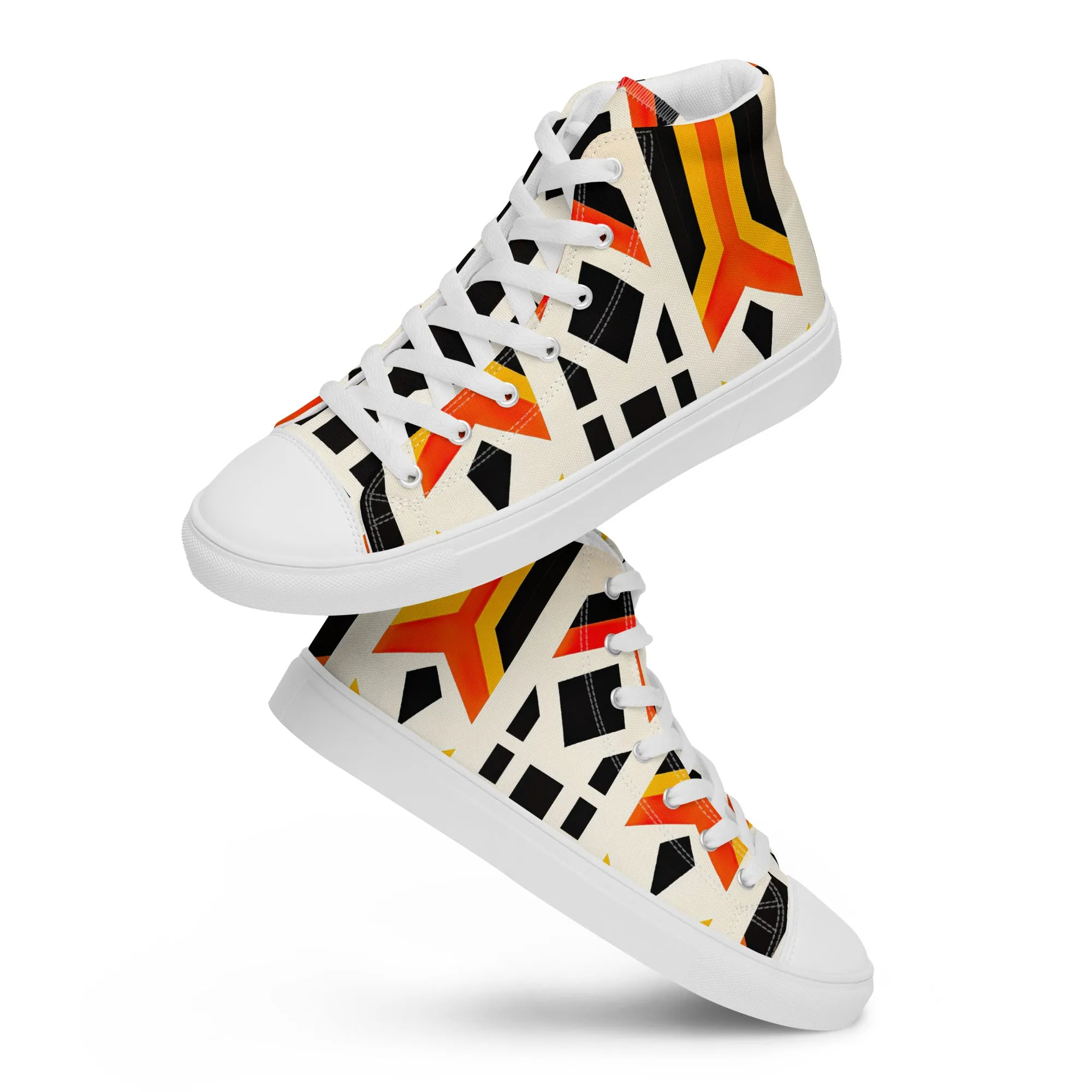 White Kente Men’s high top canvas shoes