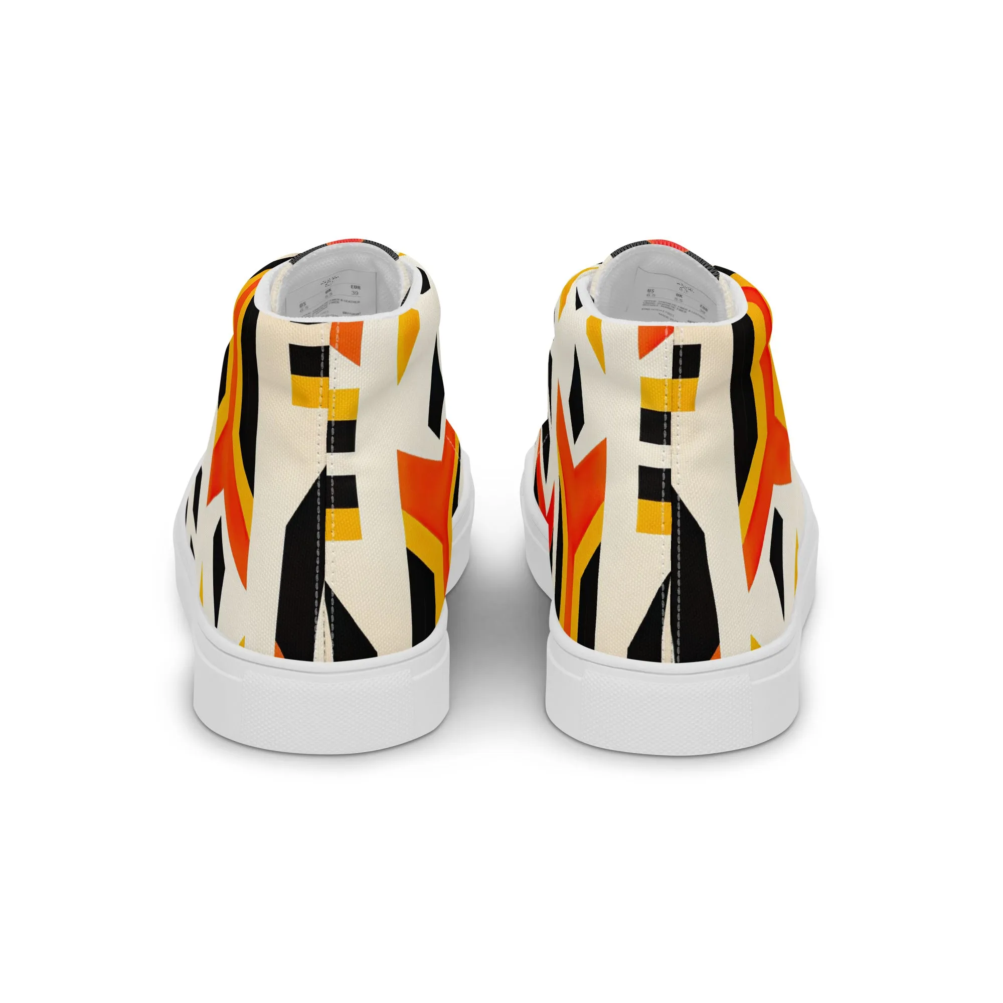 White Kente Men’s high top canvas shoes