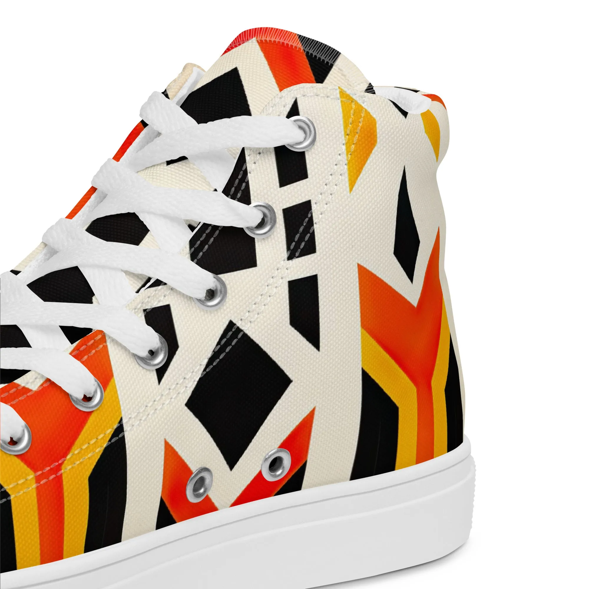 White Kente Men’s high top canvas shoes