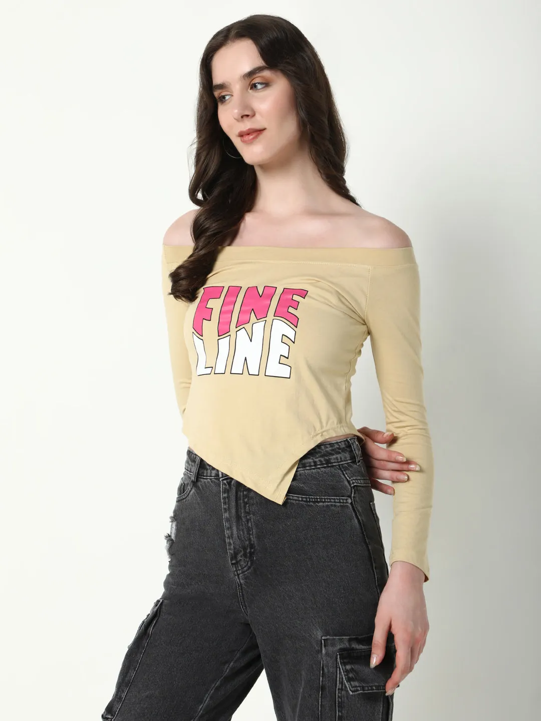 Women Graphic Beige T Shirt