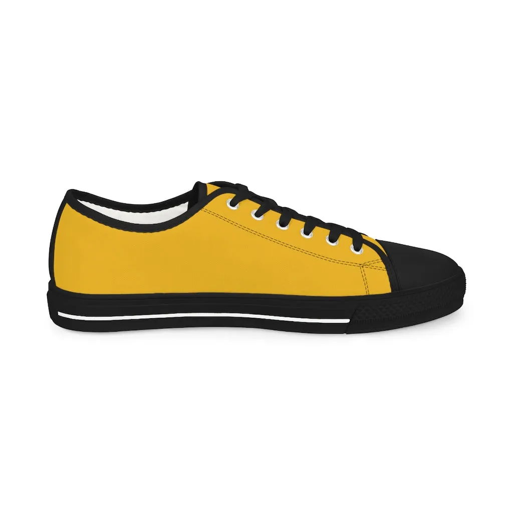 Yellow Color Men's Sneakers, Best Solid Yellow Color Men's Low Top Sneakers Running Canvas Shoes