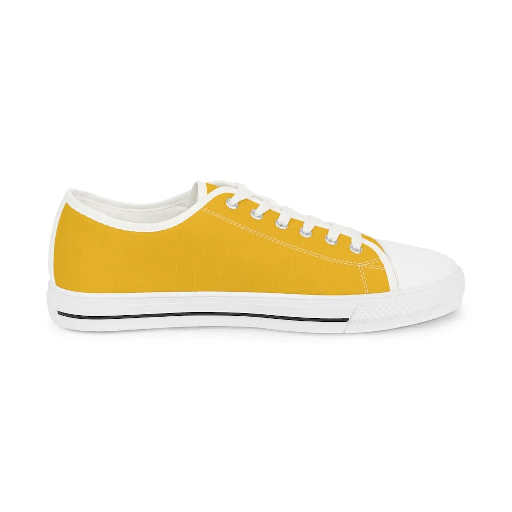 Yellow Color Men's Sneakers, Best Solid Yellow Color Men's Low Top Sneakers Running Canvas Shoes