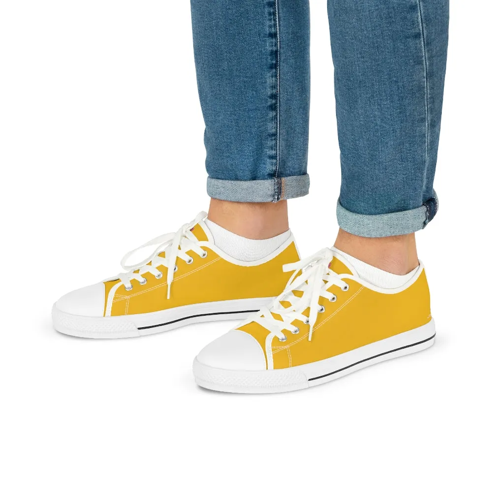 Yellow Color Men's Sneakers, Best Solid Yellow Color Men's Low Top Sneakers Running Canvas Shoes