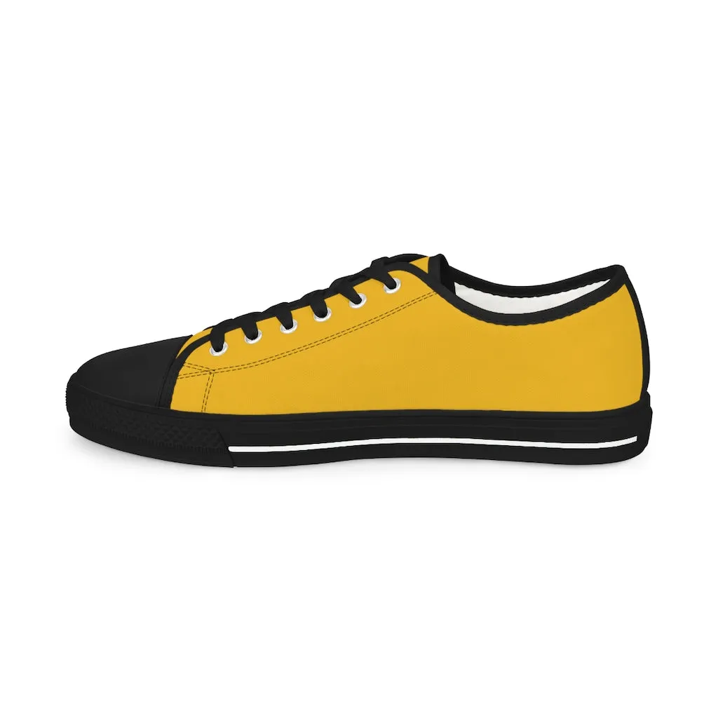 Yellow Color Men's Sneakers, Best Solid Yellow Color Men's Low Top Sneakers Running Canvas Shoes