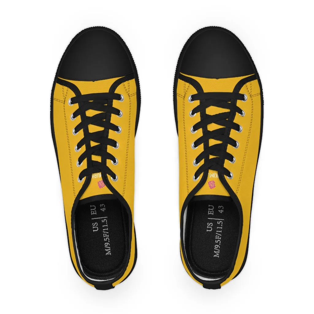 Yellow Color Men's Sneakers, Best Solid Yellow Color Men's Low Top Sneakers Running Canvas Shoes