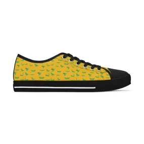 Yellow Green Cranes Ladies' Sneakers, Women's Low Top Sneakers Best Quality Canvas Sneakers (US Size: 5.5-12)