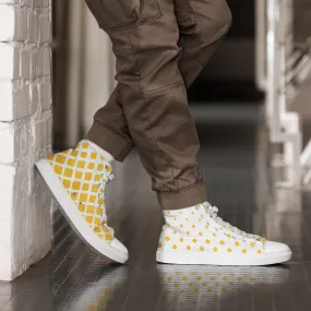 Yellow mesh Men’s high top canvas shoes