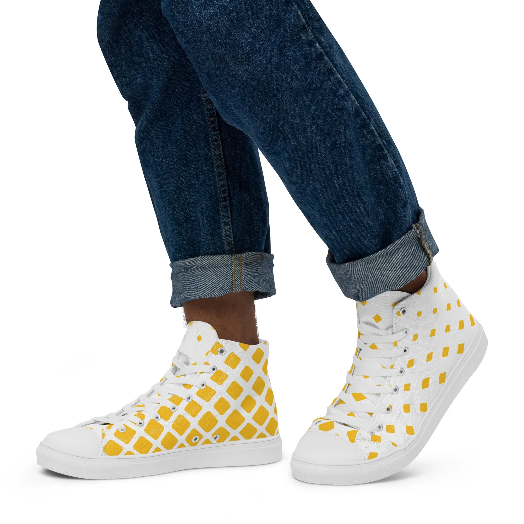 Yellow mesh Men’s high top canvas shoes